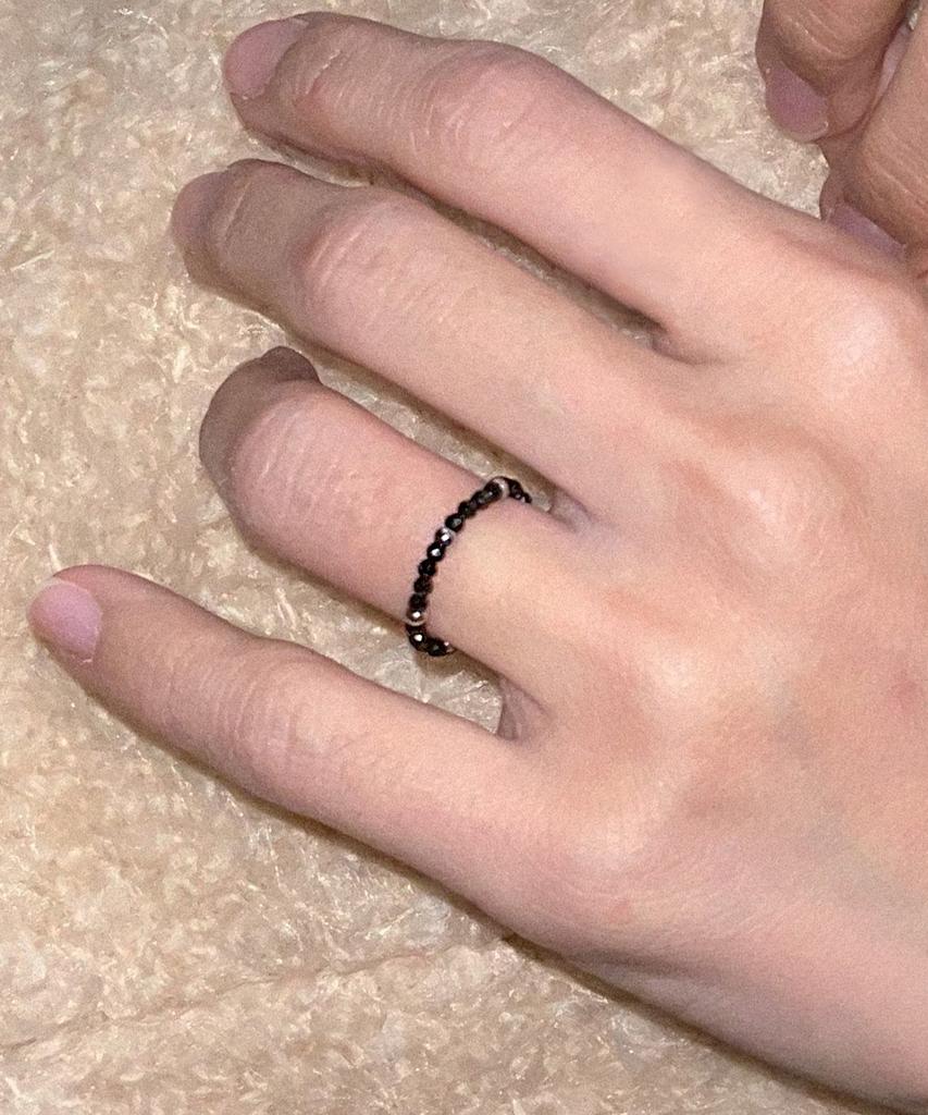 Merrymotive Black Gemstone With Surgical Ball Ring