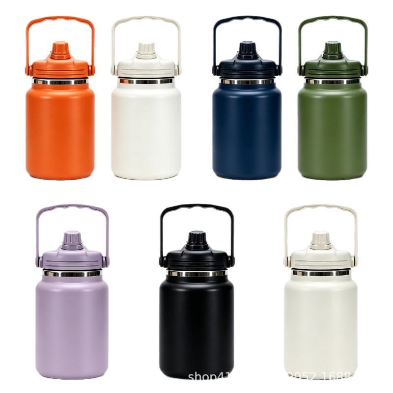 Large Capacity Insulated Water Bottle 304 Stainless Steel Vacuum Flask With Straw Outdoor Sports Travel