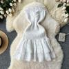 Holiday Skirt Women's New Design Pleated Sleeveless Tube Top Waist Thin Hollow Embroidered Ruffle Edge Dress