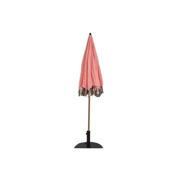 Parasol - Acier - Corail - Aluminium - 180x180 Cm - Hauteur 190 Cm - Frange Design