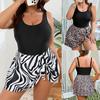 Übergröße Zebradruck Badeanzug mit Rock Damen U-Ausschnitt Knoten Bauchkontrolle Kurvig Badekleid 3XL 4XL 5XL