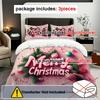 3pcs 3D Merry Christmas Theme Bedding Set, Pink Merry Christmas Alphabet Print Duvet Cover Set (1*Duvet Cover + 2*Pillowcases)