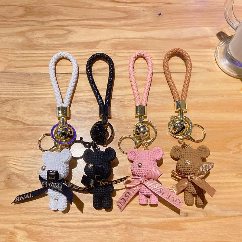 Nexxxly key holder ring keychain ribbon present event gift accessory bear cute bell teddy bear.