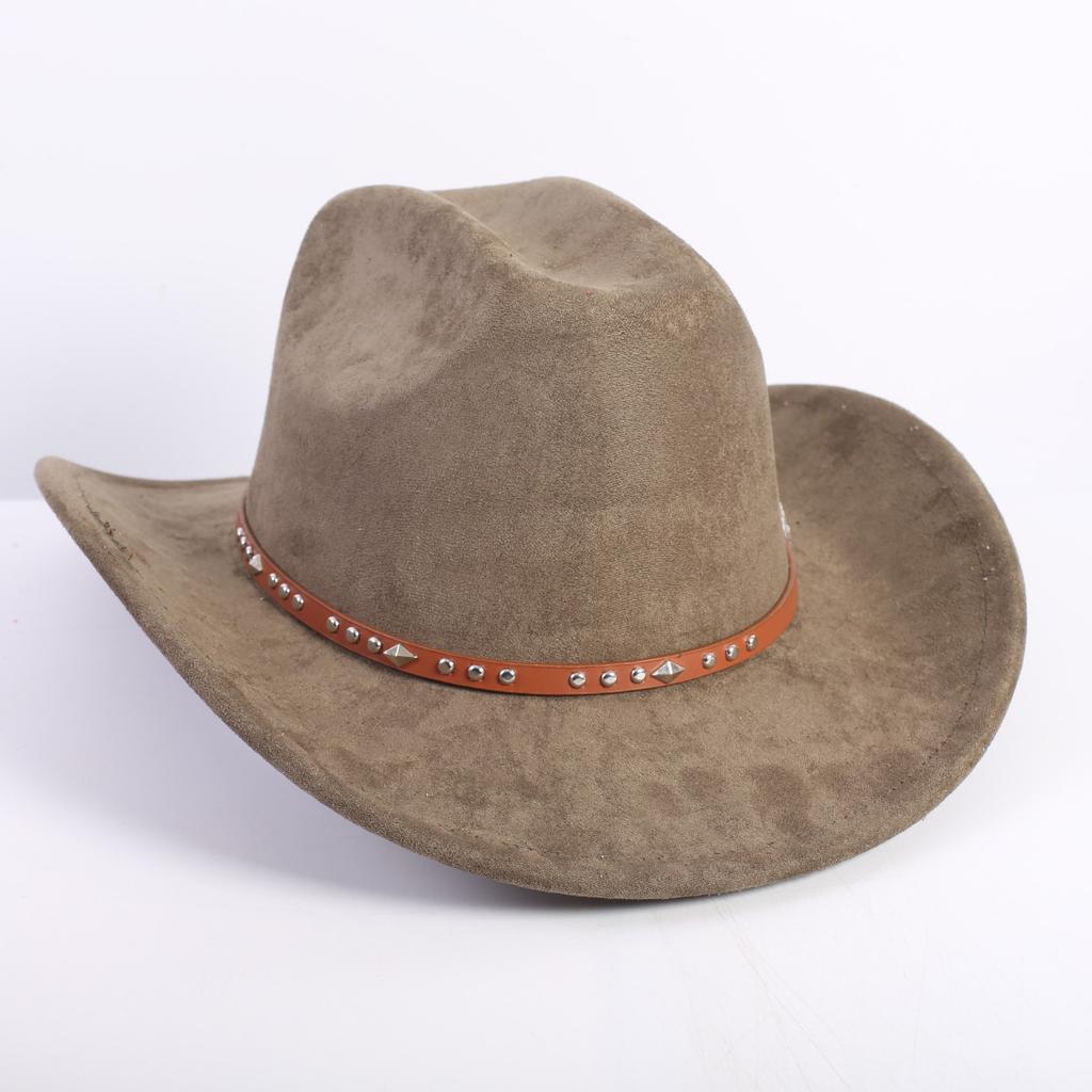 Nuovo colore cappello da cowboy western da uomo e da donna versatile per il pendolarismo stile semplice tesa larga cappello a cilindro cappello da sole