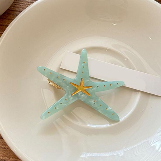 Girl Hairpin Dot Print Starfish Shape Hair Clip Anti-slip Teeth No Damage Hair Pin Summer Ocean Style Versatile Hair Accessory