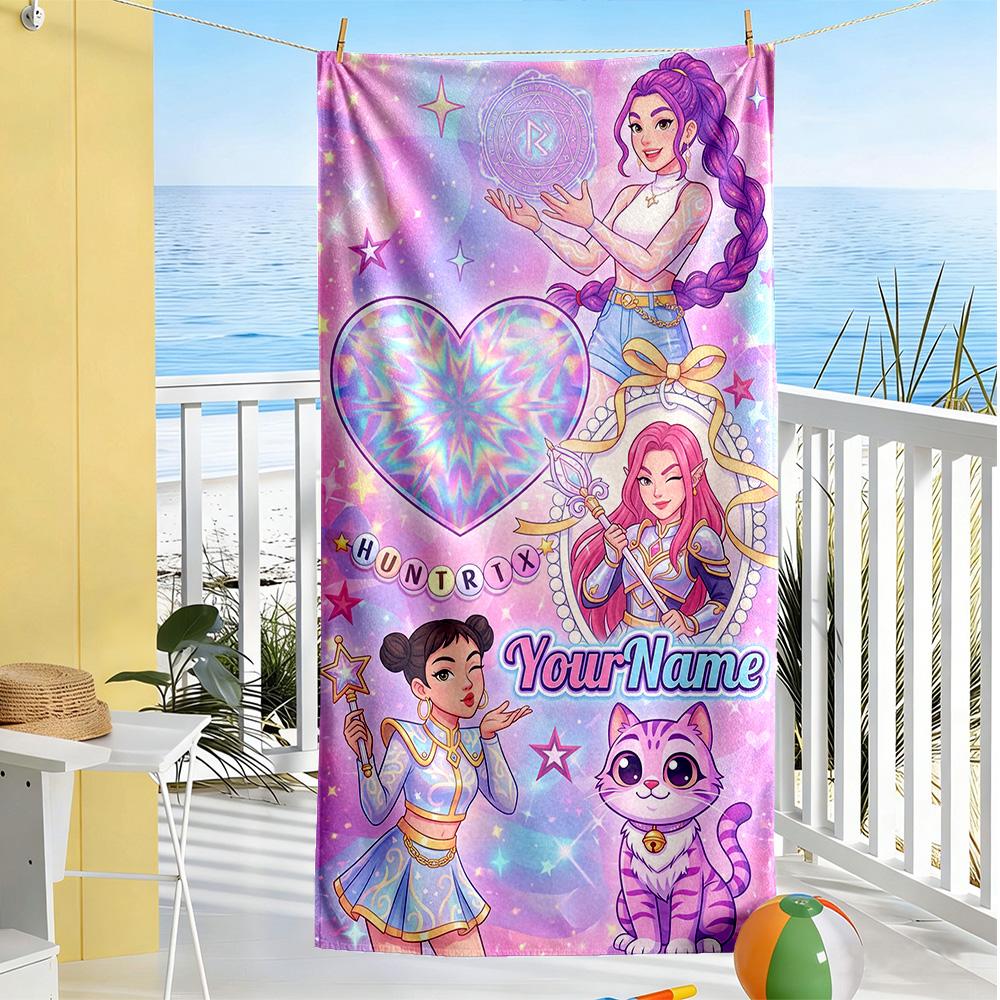 Demon Hunter Girls Customizable Name Beach Towel Quick-Dry Soft Microfiber Portable for SwimmingBeachCamping Travel Beach AccessoriesGym