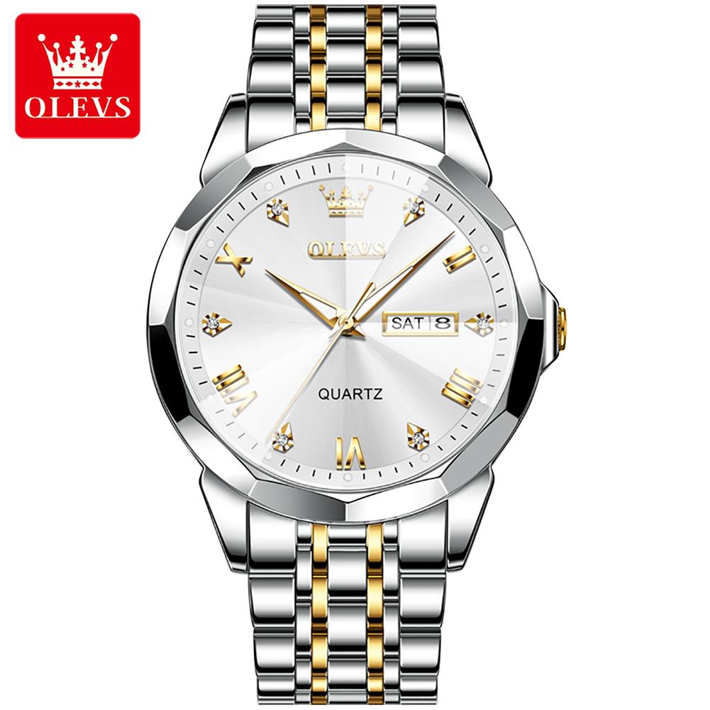 OLEVS 9931 Sports Watch for Men Luxury Luminous Waterproof Stainless Steel Calendar Brick Quartz Mens Wristwatches Reloj Hombre