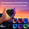 Solar Powered Car Neon Light Wireless Heart Shaped Led Ambient Light Suction Cup USB Rechargeable Atmosphere Breathing Lamp