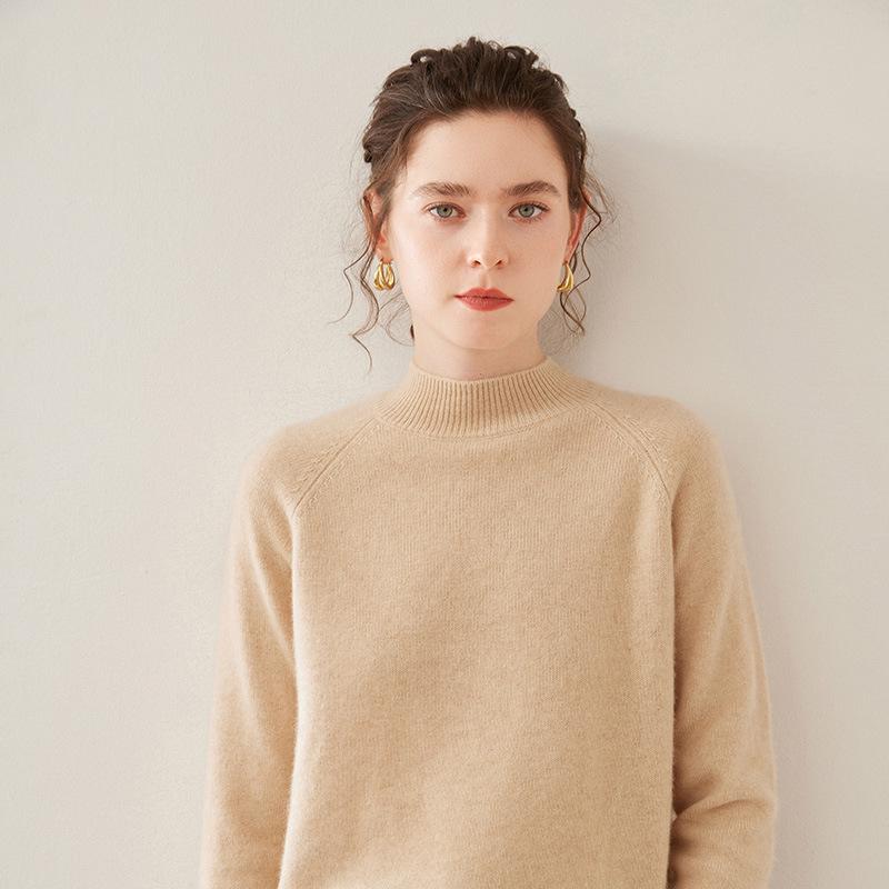 Women's Wool Sweater: 2025 Slim-Fit Half-High Collar Knit Base Layer for Autumn/Winter