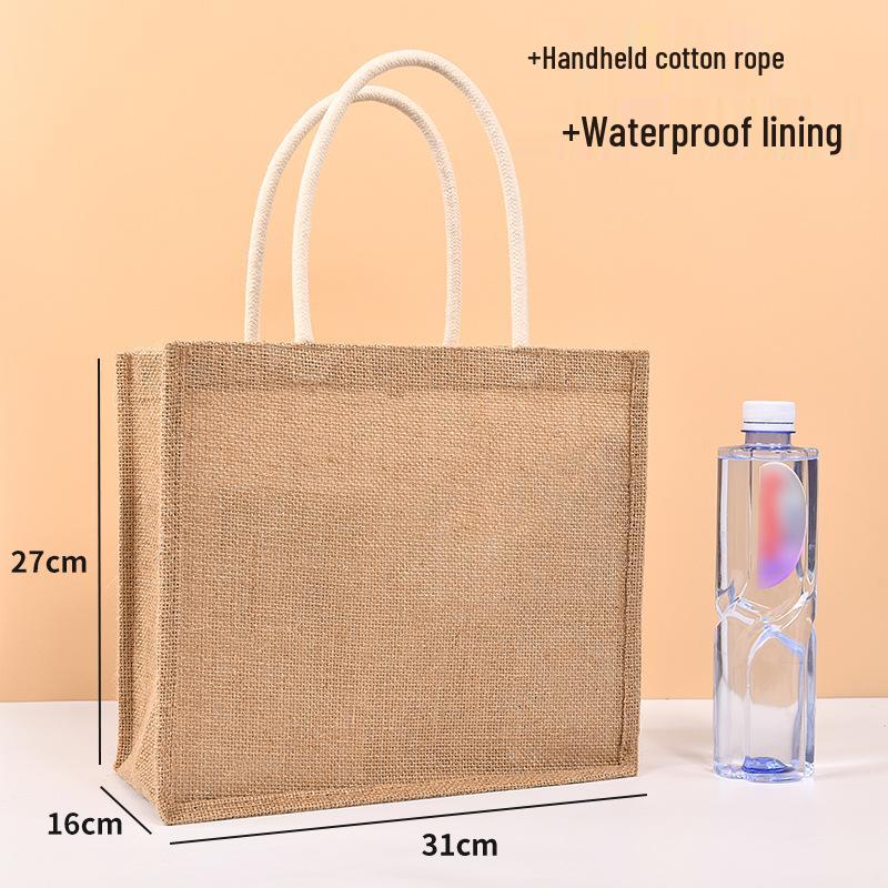 Custom DIY Hand-Painted Jute Burlap Tote Bag by MUJI