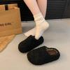 Women Lambswool Platform Slippers Winter Fur Shoes Ladies Flat Cotton Slides Home Pantuflas Daily Slip on Furry Mules Shoes