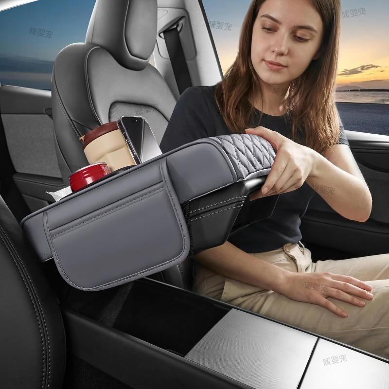 Auto Armsteunbak Met 2 Bekerhouders Auto Middenconsole Armsteun Kussen Armsteun Verhogingskussen Auto Armsteun Kussenhoes Pad Bak