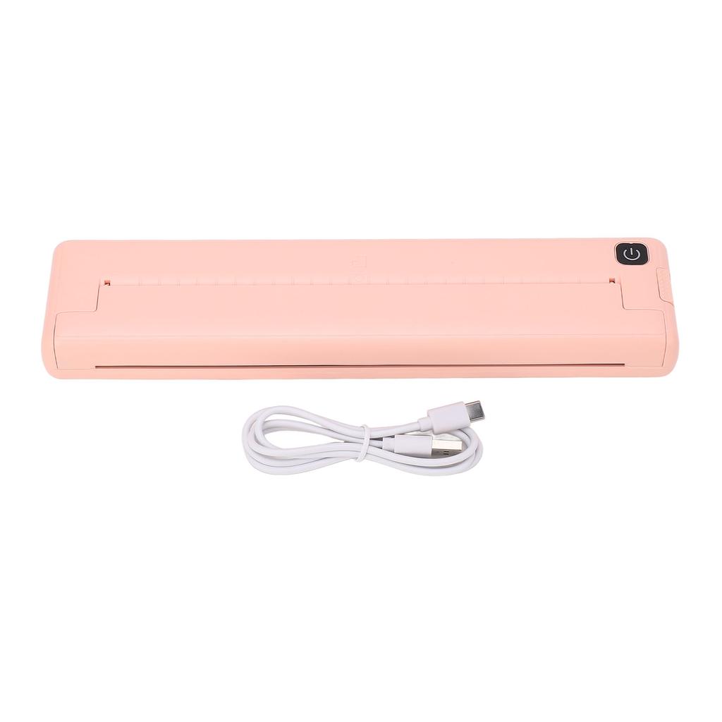 A4 Paper Mini Printer Bluetooth Connection Inkless Thermal Printing Machine Battery Powered 90 Sheets Capacity Pink
