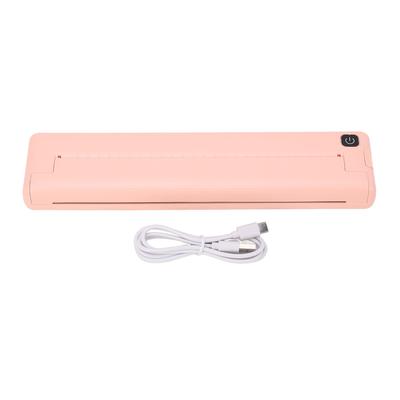 A4 Paper Mini Printer Bluetooth Connection Inkless Thermal Printing Machine Battery Powered 90 Sheets Capacity Pink