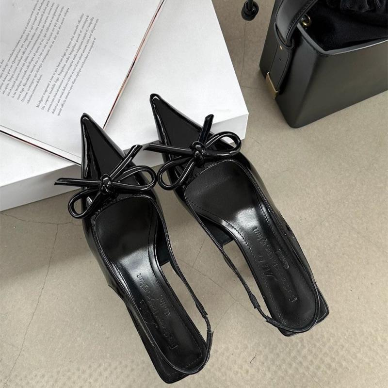Spring 2026 Sweet Butterfly Knot High Heel Sandals Women's Nude Color Pointed Toe Thin Heel Elegant Slip-On Backstrap Shoes