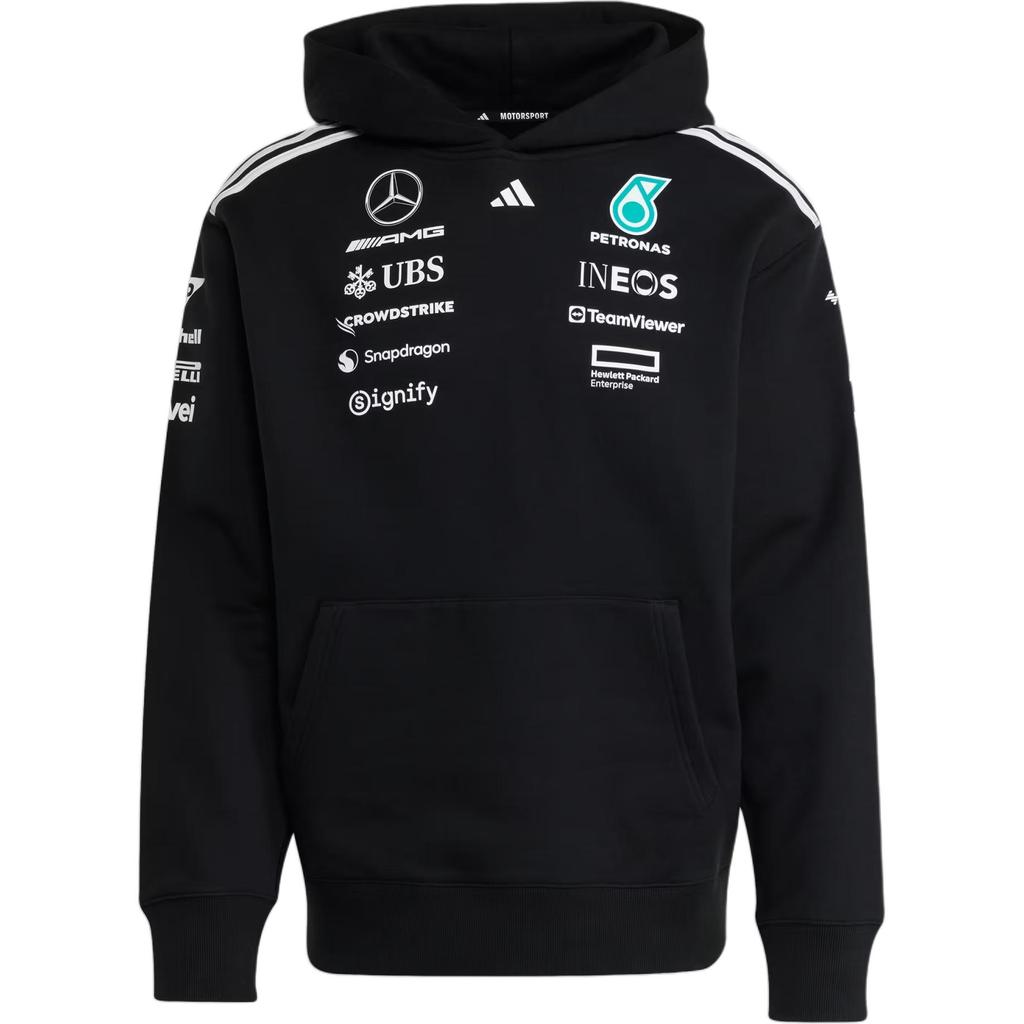 Adidas X Mercedes-Amg Petronas F1 Team Ss25 Comfortable Versatile Casual Striped Long Sleeve Sweatshirt Men sweatshirt Black JW5385