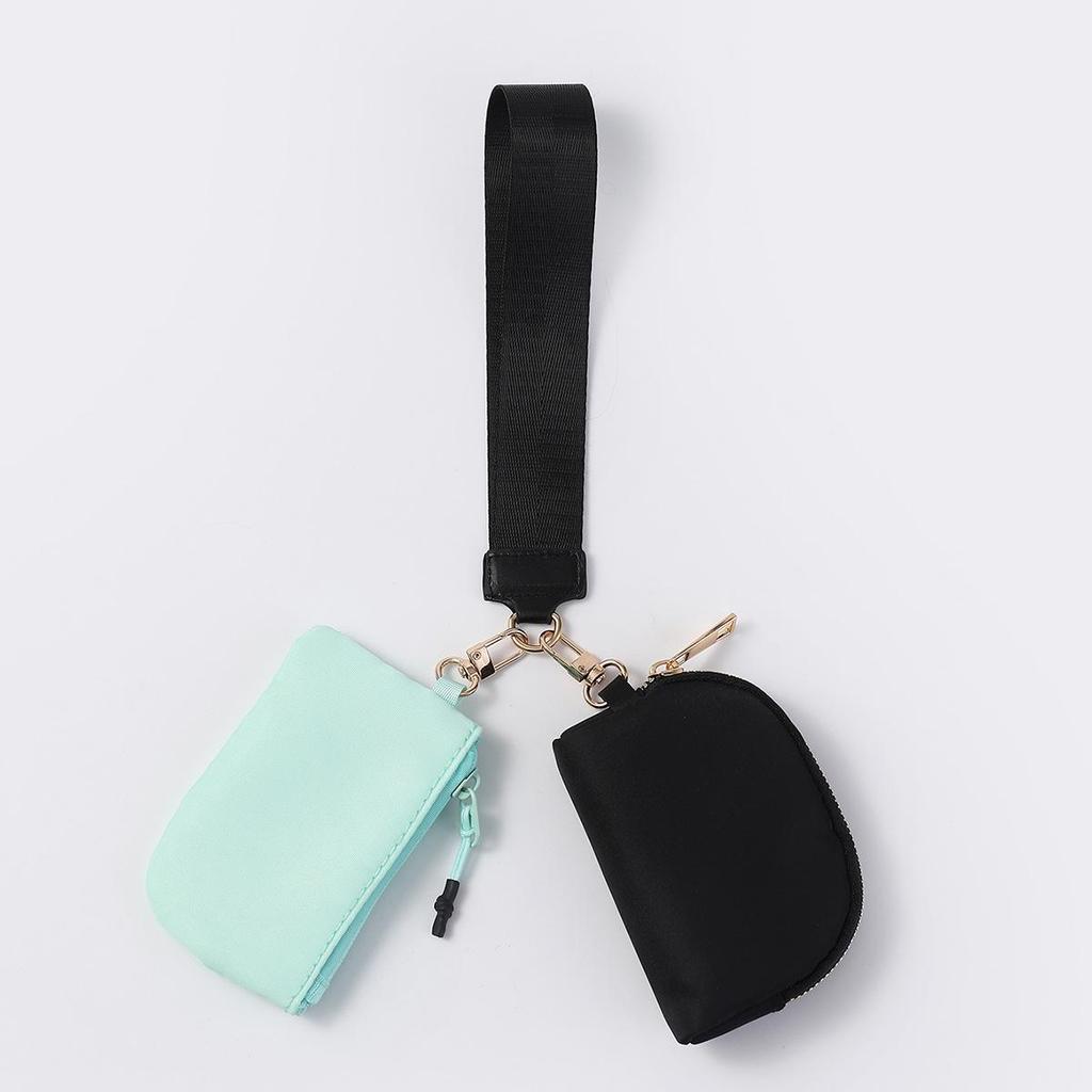 LULU Color Block Waterproof Nylon Coin Purse & Wristlet Key Bag