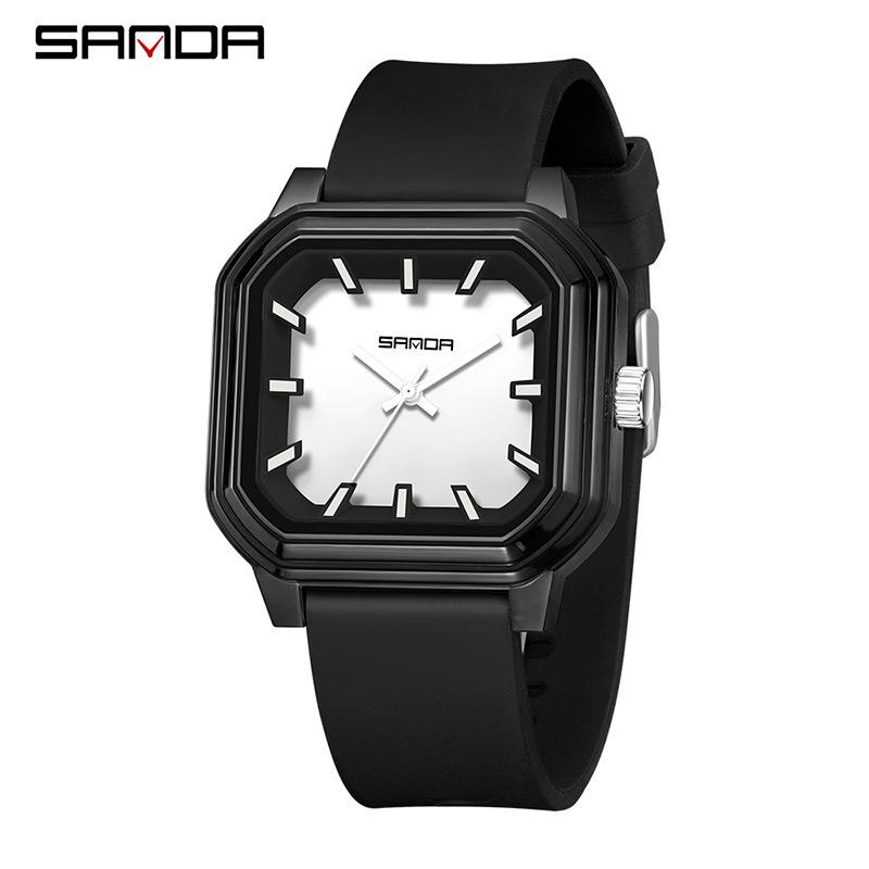 Sanda Colorful Minimalist Student Quartz Watch with 3D Scale and Waterproof Design