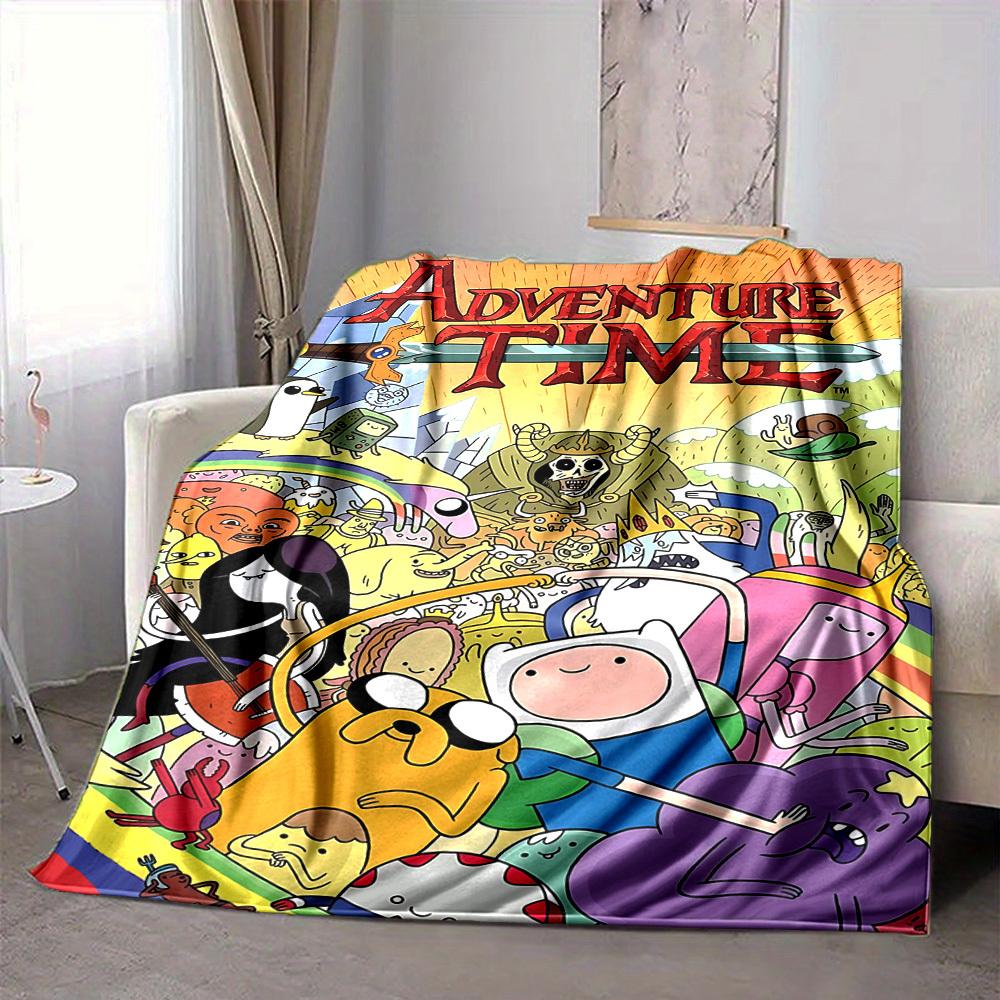 

1pc Adventure Time Characters Flannel Throw Blanket Lightweight Soft Warm All Season Blanket for Sofa, Bed, Travel,L1029013 80x120cm