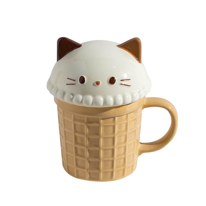 Cartoon Creative Ice Cream Cone Cup Cute Home Girl Water Cup High Value Mug Breakfast Milk Cup