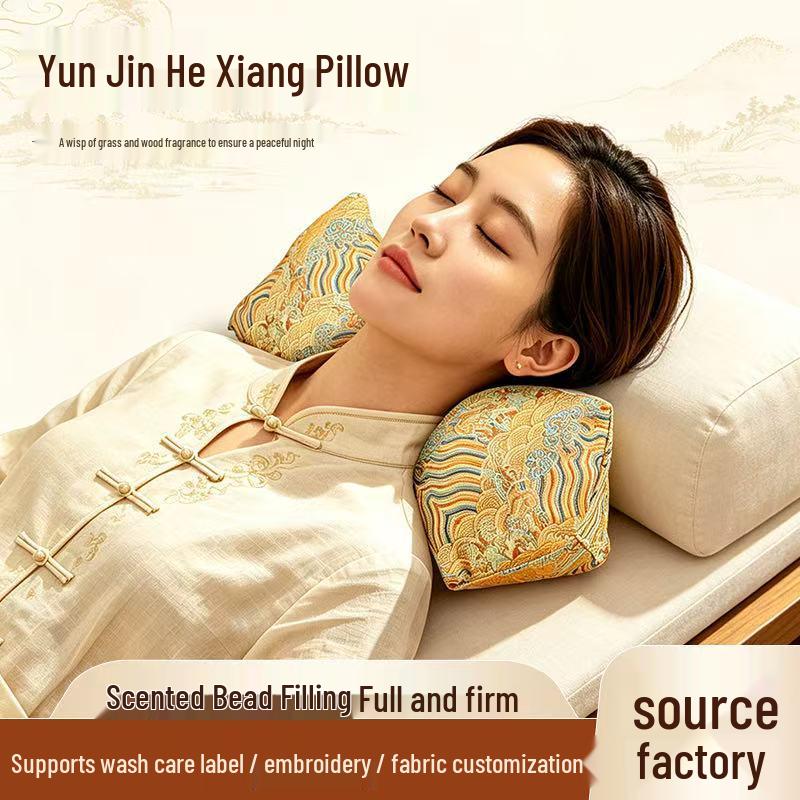 Yun Jin Silk Blend Mugwort Scented Cervical Pillow with Removable Washable Cover