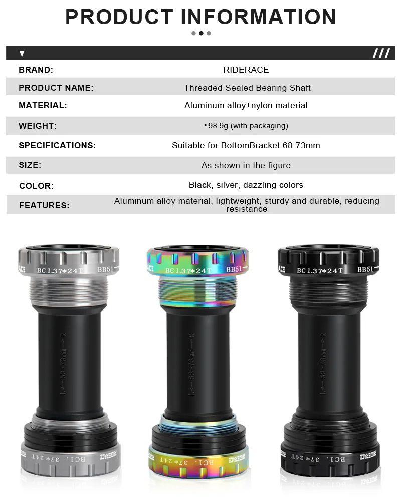 BB68-73mm Bicycle Bottom Bracket Adapter Crank 1.37/24mm For Road Bike Hollowtech Central Axis Aluminum Alloy MTB Accessories