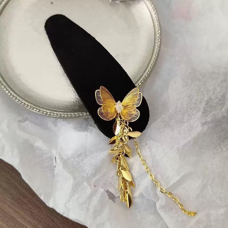 Barrette à cheveux à pampille papillon violet classique Élégant bandeau de cheveux de style ethnique Coiffe Rétro Style chinois Pince latérale Fête