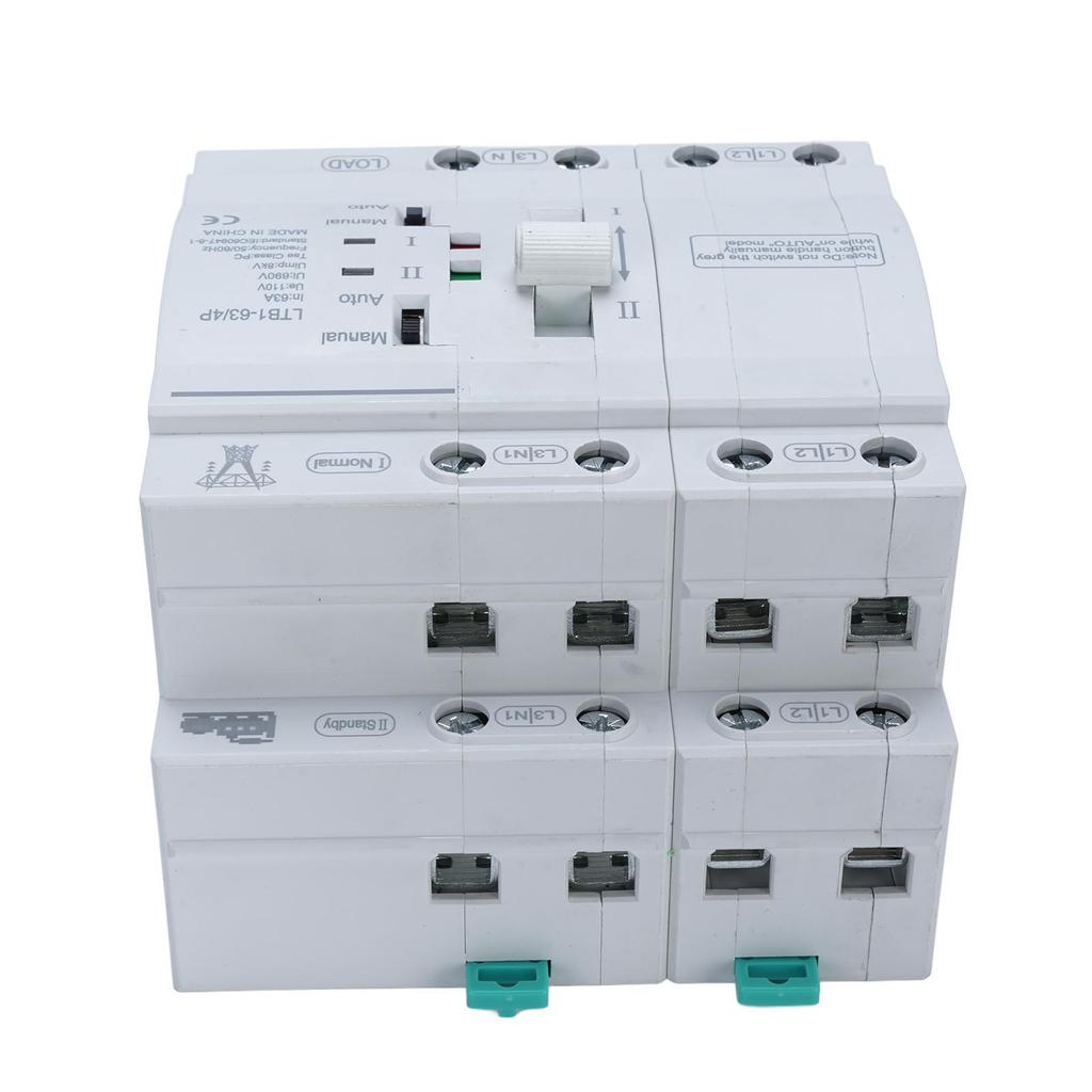 Double Power Automatic Transfer 4P 63A DIN Rail Mounted ATS for Home Backup Generator and Emergency Power Supply System