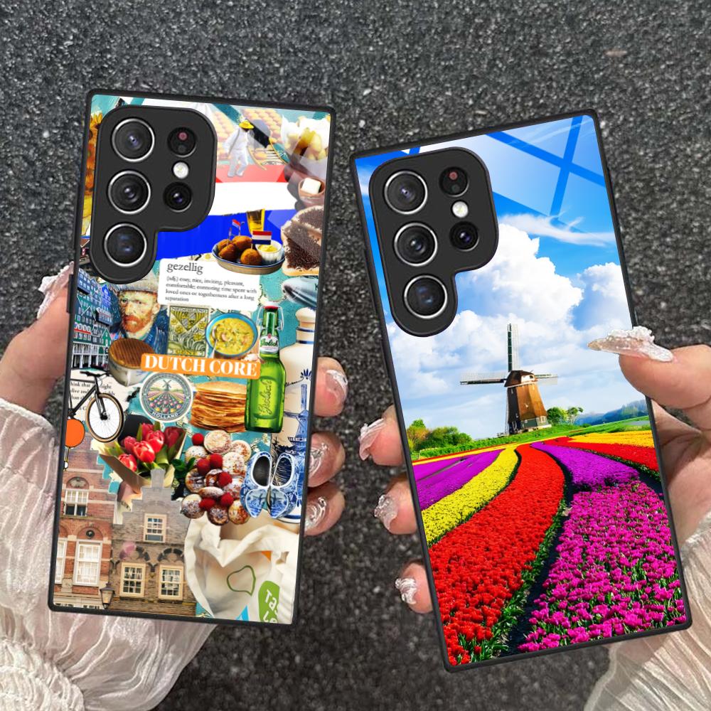 Netherland Dutch Flag Glass Mobile Phone Case for Samsung Galaxy A56 55 54 53 52 51 36 35 34 23 16 15 5G Colorful Cover