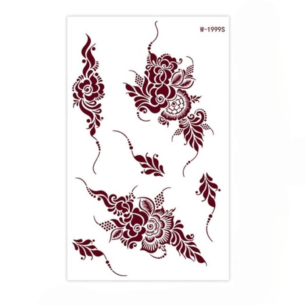 Legs Arm Temporary Tattoo Red Mehndi Stickers Red Henna Tattoo Decals India Mehndi