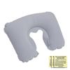 Inflatable flocking U-shaped pillow for outdoor travel. Inflatable pillow for storage and portable rest with leak repair patch