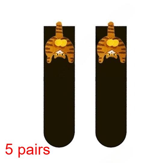 Couple Cat Egg Socks 3D Funny Mid Tube Winter Warm Matching Wear for Lovers Halloween Christmas Gift Cozy Novelty Style