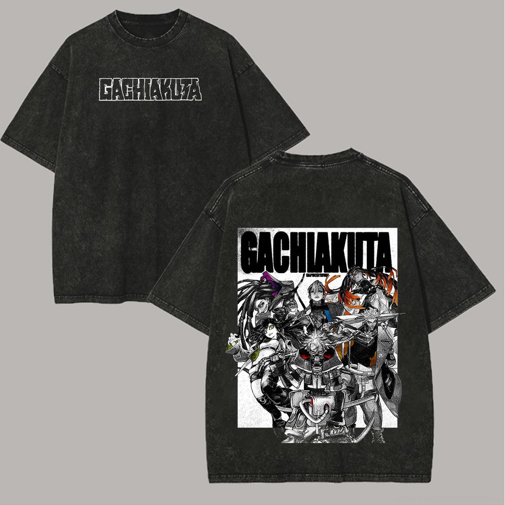 Camiseta Oversized Lavada Enjin Cleaners Gachiakuta Anime Masculina Anime Japonês Manga Feminino Masculino Roupas Lavar Roupas Hip Hop Manga Curta