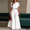 Conjuntos de Dos Piezas de Verano para Mujer: Blusa Casual de Manga Corta y Pantalones de Pierna Ancha