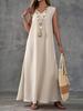 2025 Summer Sleeveless V-neck Side Slit Maxi Dress - Elegant Women's Long Dress