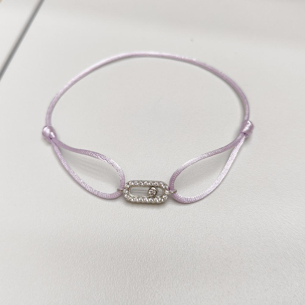 New Simple Fashion Women's Can be moved Round Zircon Rope Bracelet Lace up Chain Adjustable Rope Bracelet jewelry accessory