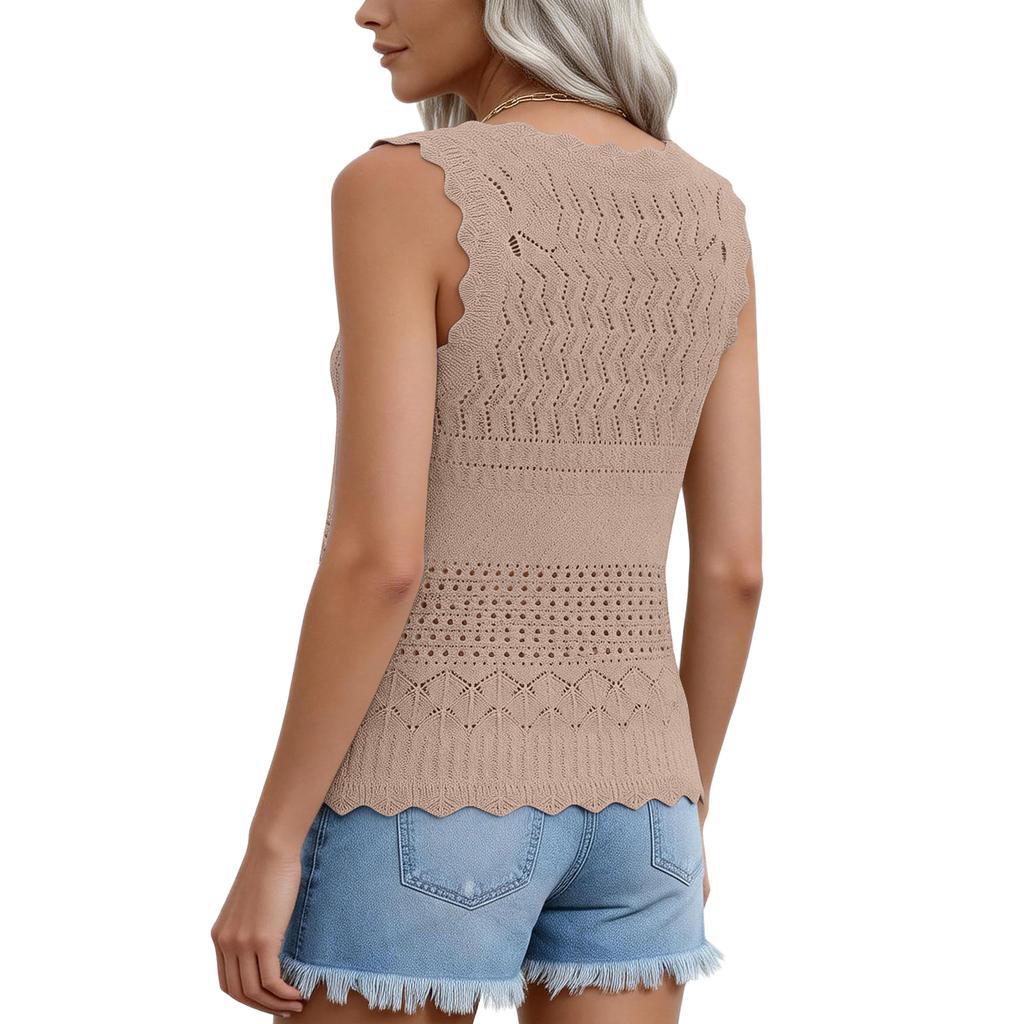 Women's Comfortable, Relaxed-Fit, Slim-Cut Knit Sleeveless Top