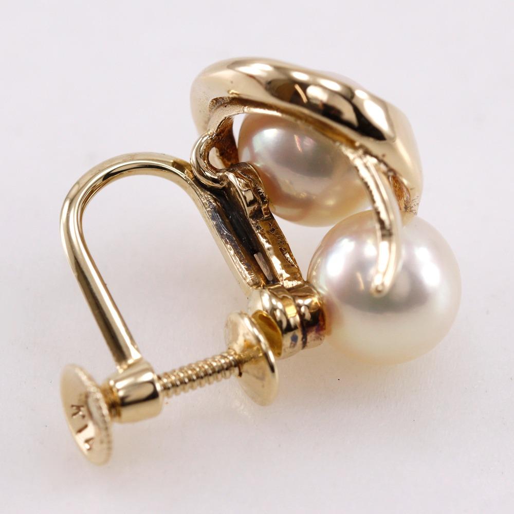 MIKIMOTO Pearl Earring K14 Yellow Gold/Pearl 7.3g Women Used