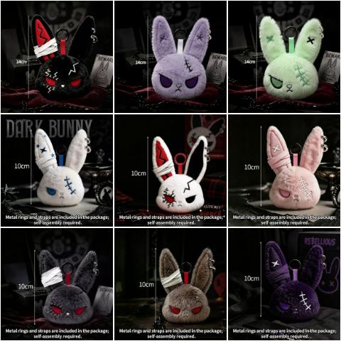 Portachiavi Peluche Coniglio Gotico di Halloween Accessori Fascino per Borsa Animale di Peluche Coniglio Portachiavi Bambola Coniglio Horror Ciondolo per Cellulare