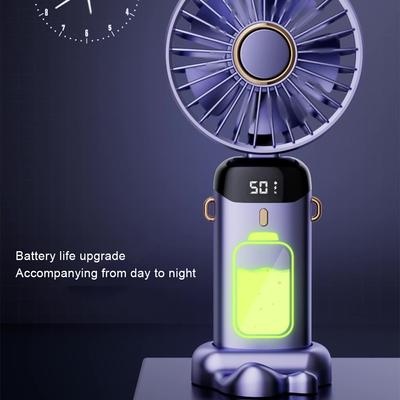 Ventilador portátil de 5000/8000mAh con pantalla Digital LED inteligente, Mini ventilador de cuello portátil recargable por USB ajustable de 5 velocidades