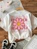 [Double-Sided Print] Summer Women'S Casual Top, Vintage Style Floral and Text FLOWER Print Round Neck Pure Short Sleeve T-Shirt