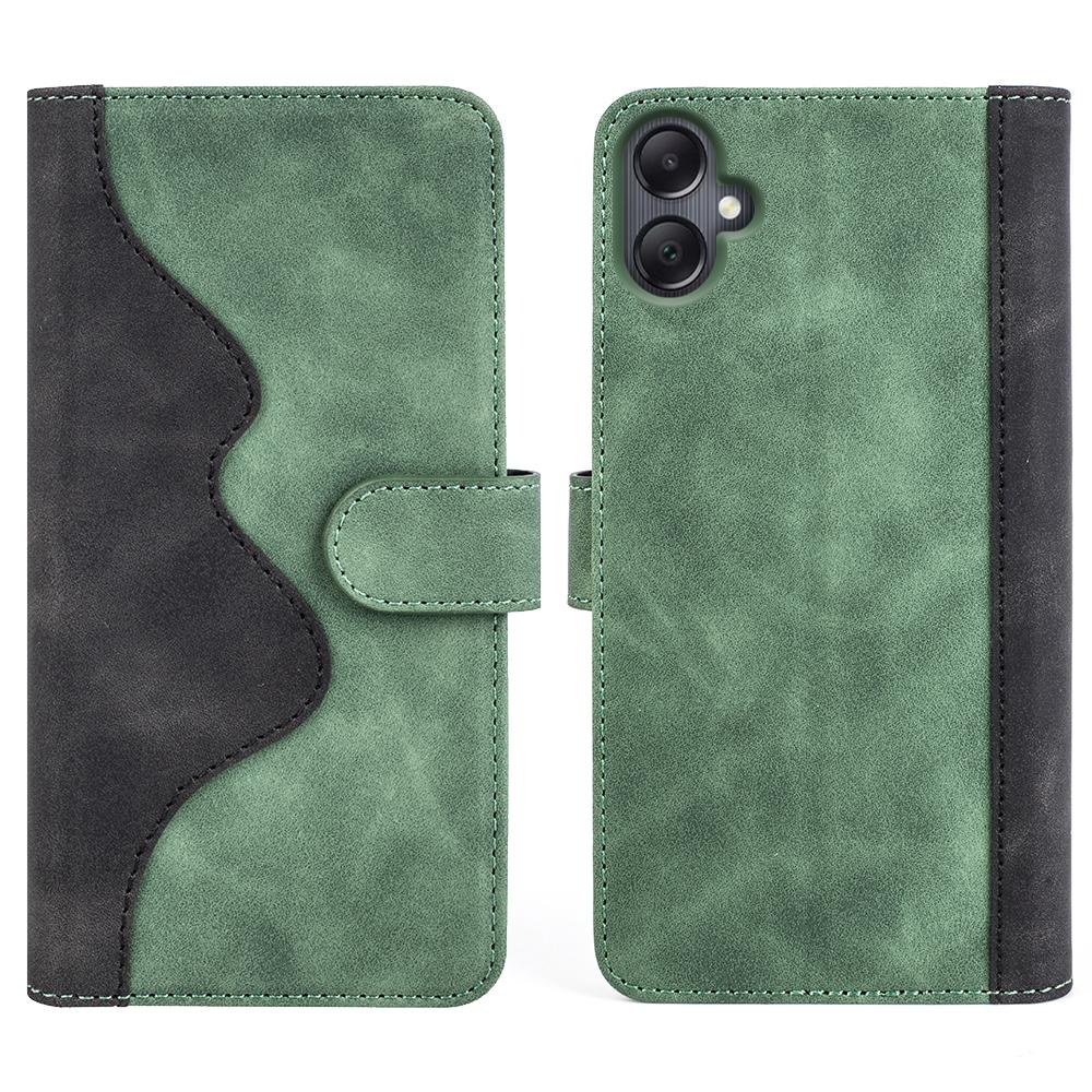 

For Samsung Galaxy A06 4G Wallet Case Leather Phone Cover Splicing Color Green