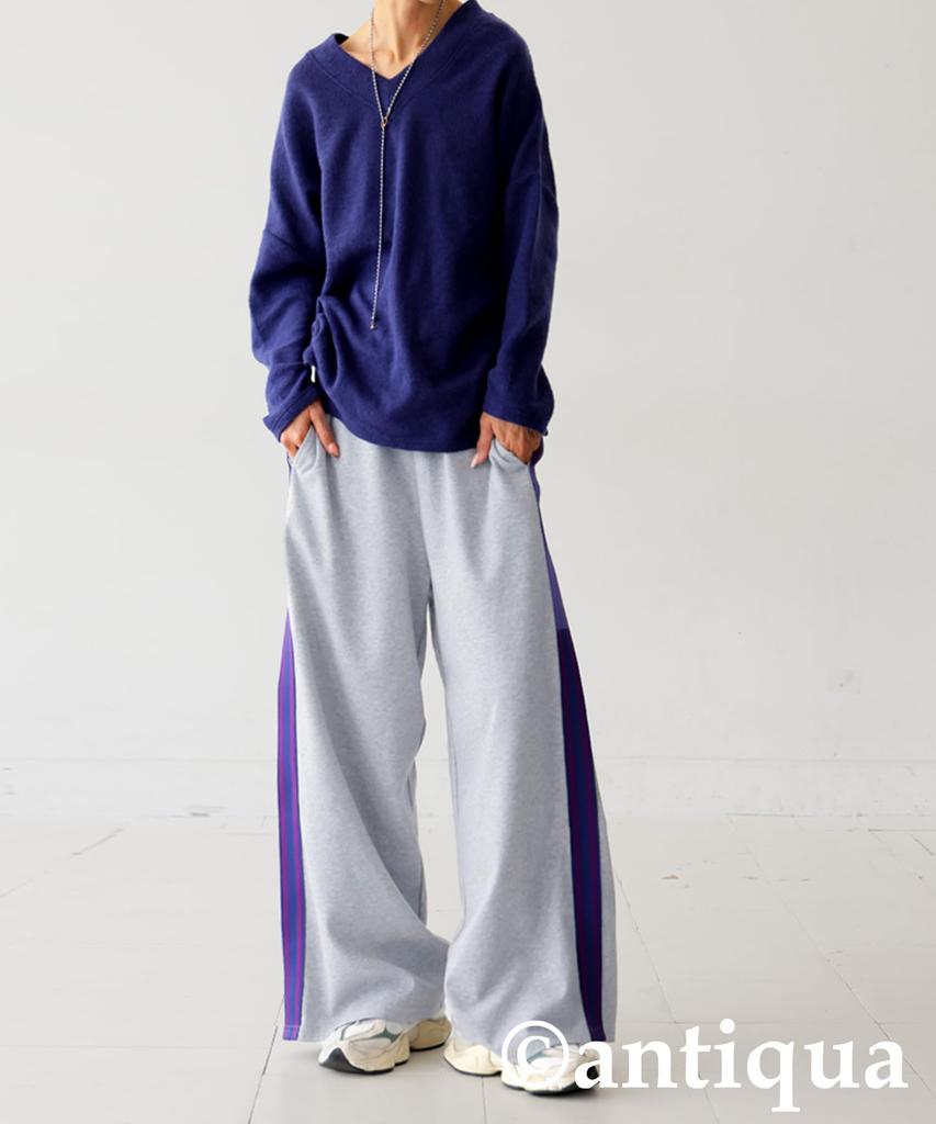 Antiqua Lange und Einheitsgröße Graue Damen-Hose mit Farbstreifen, Weit, NA-00489, 15,