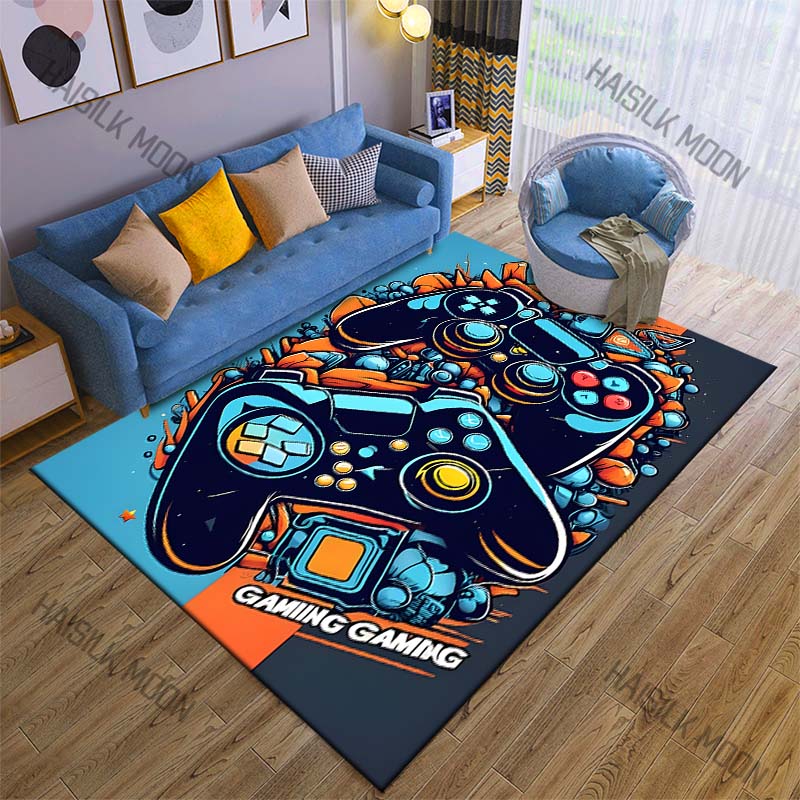 Retro-Spielcontroller Neonlichter Teppich für Wohnzimmer Schlafzimmer Sofa Heimdekor Rus Rutschfeste Fußmatte Luxuriöses Geschenk