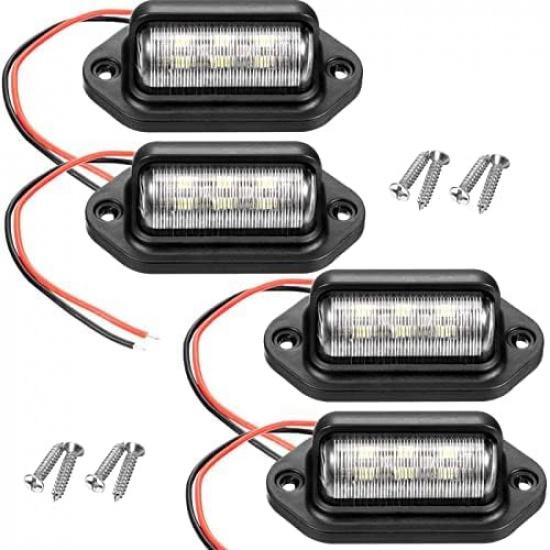 Mudder 8 Packs 12V 6 LED License Plate Light Waterproof License Plate Lamp Taillight For Truck SUV Trailer RV Trucks And Boats License Tags