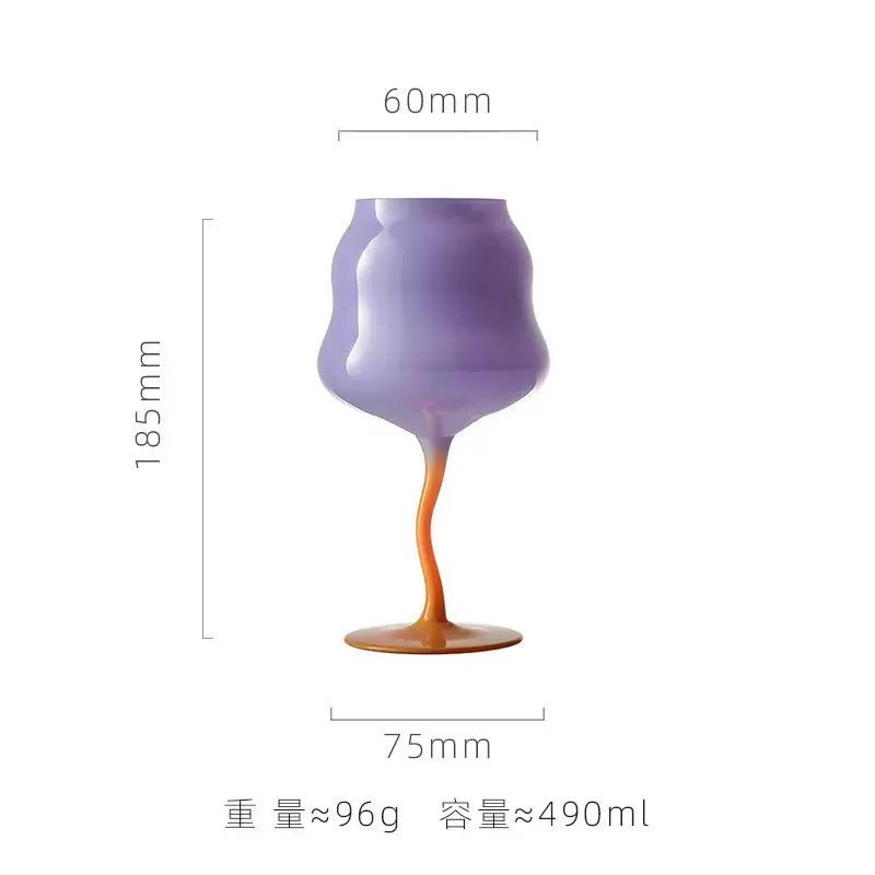 Hand Blown Creative Macaron Colored Twisted Cup Glassware Goblet Wine Glasses Goblet Red Wine Glass Cups for Home Party Use