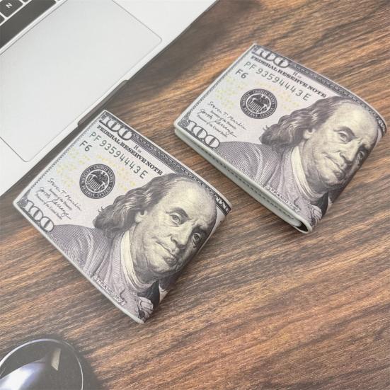 Men US Buck Wallet One Hundred Bill Design Bifold Wallet Credit Card Cash Holder Novelty Pocket Wallet Gift for Dad Boyfriend