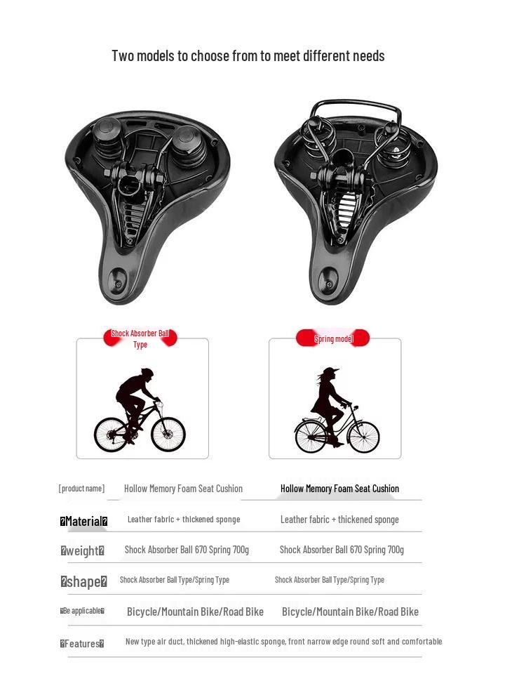 Universal Mountain Bike Seat - Comfortable, Thickened Silicone Cushion with Reflective Film