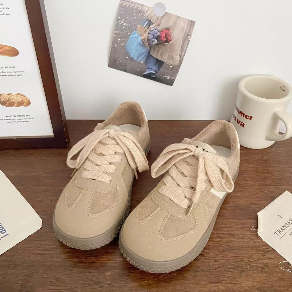 Ugly cute German training velvet warm two cotton shoes autumn and winter dopamine retro casual board shoes slippers