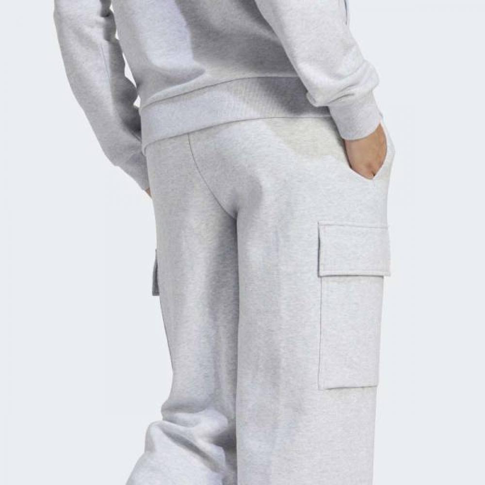 AdidaS Women S eSSentialS Linear Fleece Cargo pantS Regular Fit Cotton Cargo bruShed Grey